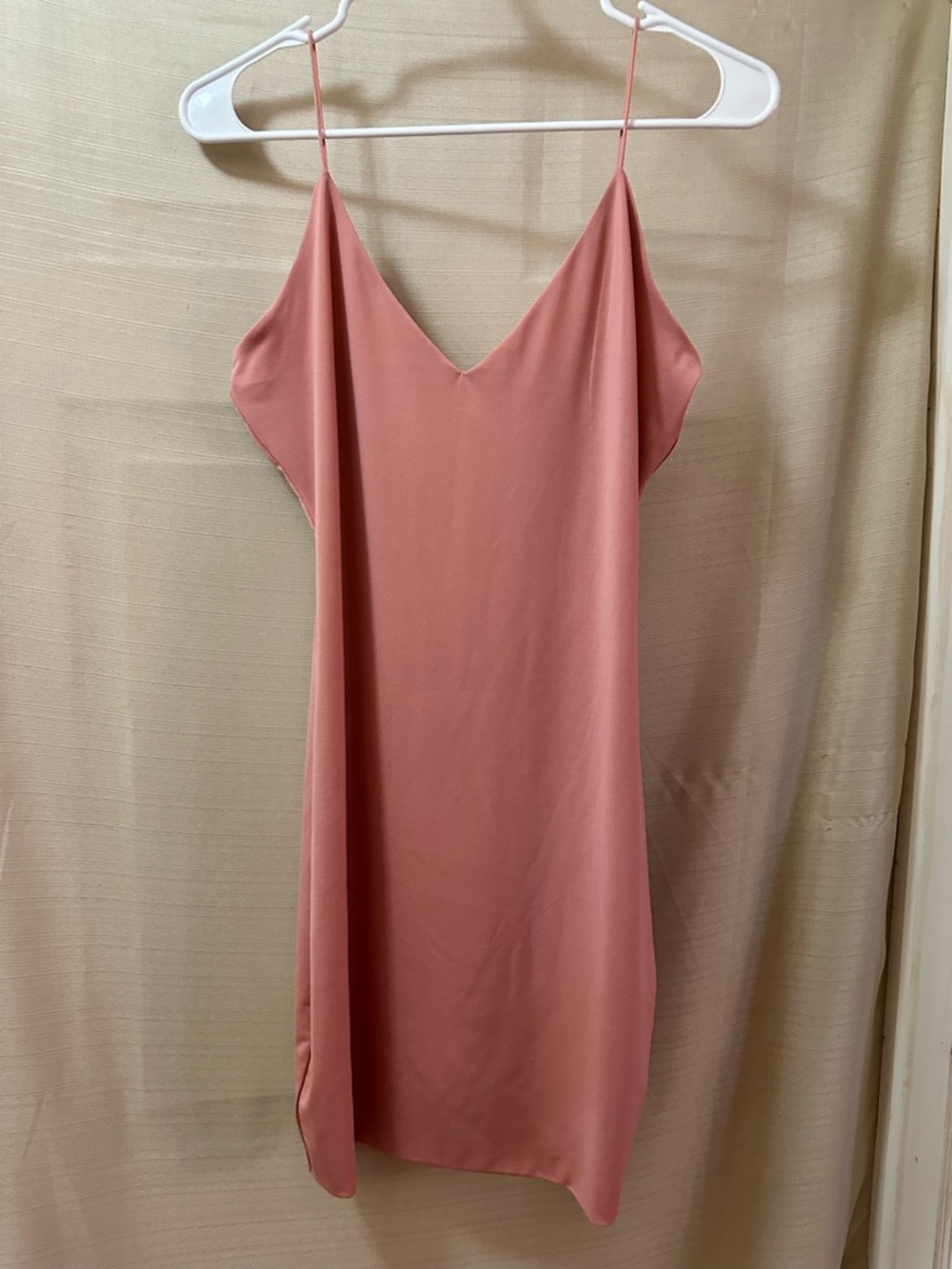 Papaya Pink Slip Mini Dress V Neck Strappy Minimal Clean Style Size L Summer